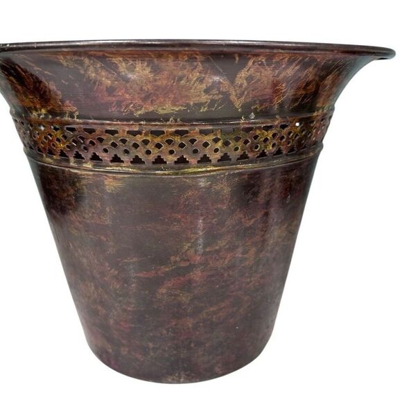 Antique Finished Metal Decorative Planter Multi-Function Brown 8.5" Bell Shaped - Picture 3 of 11